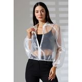 Mois Atelier Organze Şifon Tül Bomber Beyaz Ceket Gömlek Tasarım Hediye Büyük Beden Tesettür - XL