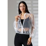 Mois Atelier Organze Şifon Tül Bomber Beyaz Ceket Gömlek Tasarım Hediye Büyük Beden Tesettür