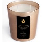 Mois Candle Lıly & Powder Pudra Kokulu Çift Fitilli 365 gr Bardak Mum - Pembe - 1 Adet