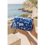 Moisare Makyaj Çantası Kapitoneli Organizer - Seyahat Kozmetik Düzenleyici Fermuarlı Çok Amaçlı Kadın Çantası 20X10X7 cm - Mavi