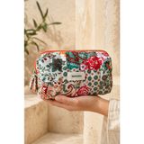 Moisare Makyaj Çantası Kapitoneli Organizer - Seyahat Kozmetik Düzenleyici Fermuarlı Çok Amaçlı Kadın Çantası 20X10X7 cm - Pembe - Mavi - Yeşil