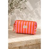 Moisare Makyaj Çantası Kapitoneli Organizer - Seyahat Kozmetik Düzenleyici Fermuarlı Çok Amaçlı Kadın Çantası 20X10X7 cm - Pembe - Turuncu