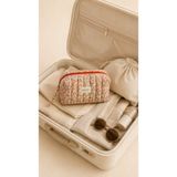 Moisare Makyaj Çantası Kapitoneli Organizer - Seyahat Kozmetik Düzenleyici Fermuarlı Çok Amaçlı Kadın Çantası 20X10X7 cm - Turuncu - Yeşil