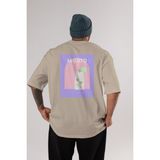 Mojito 2 Arka Baskılı Oversize T-Shirt Erkek Kadın Unisex %100 Pamuk Bisiklet Yaka Tişort - Bej - XL
