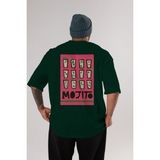 Mojito Arka Baskılı Oversize T-Shirt Erkek Kadın Unisex %100 Pamuk Bisiklet Yaka Tişort - Zümrüt Yeşili - XL