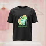 Mojito Baskılı Bisiklet Yaka Geniş Kalıp Unisex Tshirt - Siyah - XL