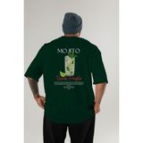 Mojıto Kokteyl Baskılı Oversize T-Shirt Erkek Kadın %100 Pamuk Bisiklet Yaka Tişort - Zümrüt Yeşili - XL