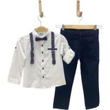 Mojo Bebek Mojo Erkek Çocuk 5-8 Yaş Papyonlu Gömlekli Pantolon Takım Lacivert-Beyaz - Lacivert - Beyaz - 5 Yaş
