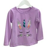 Mojo Bebek Mojo Kız Çocuk Tavşan Nakışlı Uzun Kol T-shirt 523408 Mor - 3 Yaş