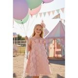 Mojo Bebek Pamina Kız Çocuk 3-7 Yaş Üç Boyutlu Desen Taçlı Elbise Pudra - 00406 Pembe