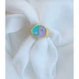 Mojo Jewellery Altın Kaplama Lila Ying Yang Şövalye Yüzük Ayarlanabilir