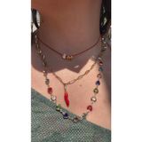 Mojo Jewellery Çelik Gold Y Kolye Ataç Biber Ve Kişiye Özel Harfli İncili Kolye Seti