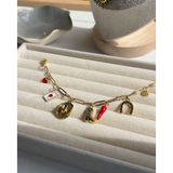 Mojo Jewellery Çelik Üzeri Altın Kaplama Çoklu Charm Bohem Kolye