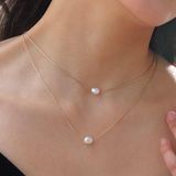 Mojo Jewellery Gold Renk İkili İnci Detaylı Kolye Seti | Kararmayan Çelik Takı