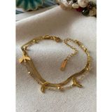 Mojo Jewellery İkili Gold Detaylı Martılı Halhal Zarif Halhal Seti