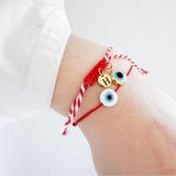 Mojo Jewellery Marteniçka Kırmızı Beyaz Nazar Bileklik Seti Altın Kaplama