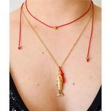 Mojo Jewellery Oynar Çelik Şans Balığı Ve Kırmızı İp Yıldız Kolye Seti