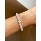 Mojo Jewellery Saf Aşk Pembe Kuvars Kişiselleştirilmiş Harfli Bileklik
