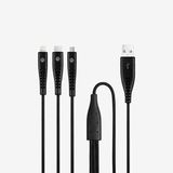 Mojue by Ttec Trio Şarj Kablosu USB-A - USB-C/Lightning ile Uyumlu/Micro USB 150cm - Siyah ((2 yıl Ttec garantilidir)