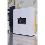 Moka Park AVM 6 Kapaklı Çok Geniş Raflı Metal Ayaklı Mikrodalga Fırın Dolabı Çok Amaçlı Dolap - Beyaz