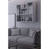 Moka Park AVM Duvara Monte 5 Bölmeli Raflı Modern Kitaplık Raf - Beyaz
