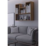 Moka Park AVM Duvara Monte 5 Bölmeli Raflı Modern Kitaplık Raf - Ceviz