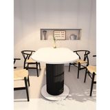 Moka Park AVM Oval Dekoratif Ahşap Ayaklı 6 Kişilik Yemek Masası Mutfak Masası - Beyaz - Siyah