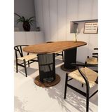 Moka Park AVM Oval Dekoratif Ahşap Ayaklı 6 Kişilik Yemek Masası Mutfak Masası - Ceviz - Siyah