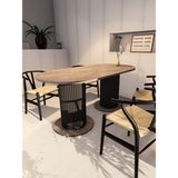 Moka Park AVM Oval Dekoratif Ahşap Ayaklı 6 Kişilik Yemek Masası Mutfak Masası - Gri - Siyah