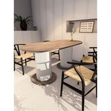 Moka Park AVM Oval Dekoratif Ahşap Ayaklı 6 Kişilik Yemek Masası Mutfak Masası - Gri