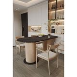 Moka Park AVM Oval Dekoratif Ahşap Ayaklı 6 Kişilik Yemek Masası Mutfak Masası - Siyah