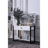 Moka Park AVM Tek Çekmeceli Raflı Metal Ayaklı Modern Dresuar - Beyaz