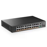 Mokerlink 24 Bağlantı Noktalı Poe Anahtarı, 2 Gigabit Uplink Ethernet Bağlantı Noktası, 400 W Yüksek Güç, Raf Montajı İçin Ieee802.3af/At