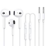 Mokories 2 Paket Kulaklık Kulaklık 3,5 mm Kablolu Kulak Kulaklık Fişi (Dahili Mikrofon ve Ses Kontrolü) Android ile Uyumlu -Beyaz