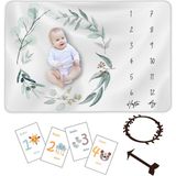 Moky Design Bebek Hediyelik Aylık Fotoğraf Anı Battaniyesi, Hediye Erkek Kız Bebek Yeni Doğan Doğum Hediyesi, Anı Kartları