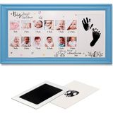Moky Design Bebek Ilk Yıl Fotoğraf Çerçevesi (38X23CM) 12 Aylık Konsept Resimler ve Yenidoğan Büyük Boy El Ayak Izi Kiti - Mavi