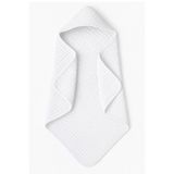 Moky Design Beyaz Müslin Yenidoğan Bebek Bornozu %100 Pamuk 4 Katlı Kapüşonlu Banyo Havlusu 75X75 CM, Bebek Hediyelik