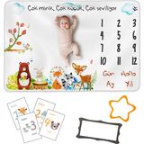 Moky Design Polar Bebek Anı Battaniyesi 150 x 100 cm Yeni Doğan Kız Erkek Bebek Yumuşak Aylık Fotoğraf Çekim Örtüsü - Açık Kahverengi - Yenidoğan