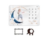 Moky Design Yenidoğan Bebek Anı Battaniyesi Polar 150x100cm, Erkek Bebek Hediyelik Aylık Fotoğraf Çekim Örtüsü