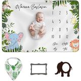 Moky Dizayn Moky Design Bebek Aylık Anı Battaniyesi 150 x 100 cm Hayvan Desenli Polar Bebek Hediyelik Seti