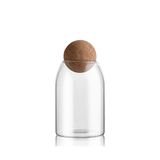 MOLADRI 800 ML/27 oz Şeffaf Cam Saklama Sevimli Teneke Kutu Tutucu Top Ahşap Mantar Üst, Kahve, Baharat, Şeker, Tuz, Çerez Soğuk Teraryum Şişesi için Yuvarlak Kapaklı Modern Dekoratif Silindir