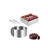 mold shop Mold Chef Yuvarlak Kare, Ayarlanabilir Kek Kalıbı 2 Adet Derinlik 8 cm