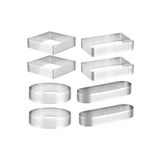 mold shop Mold Chef Yuvarlak Kare,Oval ,Dikdörtgen Delikli Tart Kalıbı 8 Adet