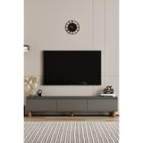 MOLDESAN INTERİOR DESİGN Mila GRİ MDF 200 cm tv ünitesi Raflı,kapaklı,ayaklı