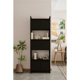 MOLDESAN INTERİOR DESİGN Modo MDF siyah Raflı Kapaklı Kitaplık 176 cm