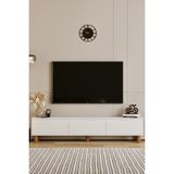 moldesan MİLA BEYAZ MDF 180 CM TV ÜNİTESİ-RAFLI,KAPAKLI,AYAKLI