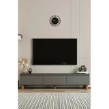 Moldesan Mila gri Mdf 200 cm Tv Ünitesi Raflı,kapaklı,ayaklı