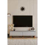 moldesan MİLA SİS GRİ MDF 140 CM TV ÜNİTESİ-RAFLI,KAPAKLI,AYAKLI