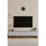 moldesan MİLA SİS GRİ MDF 180 CM TV ÜNİTESİ-RAFLI,KAPAKLI,AYAKLI