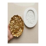 MoldsAndMore Çiçek Kabartmalı Oval Tepsi Silikon Kalıbı - Epoksi, Taş Tozu & Beton İçin Sunumluk Kalıp